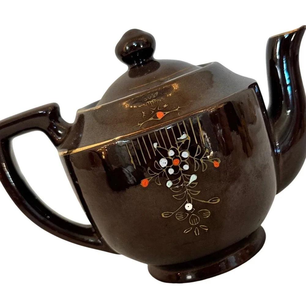 Vintage Unbranded Teapot  Small Brown Good Moriage Hand Painted Made in‎ Japan